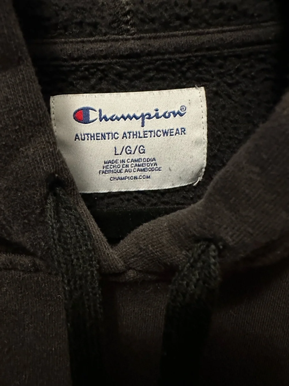Champion Black Cropped Hoodie with Small Logo - Picture 4 of 4